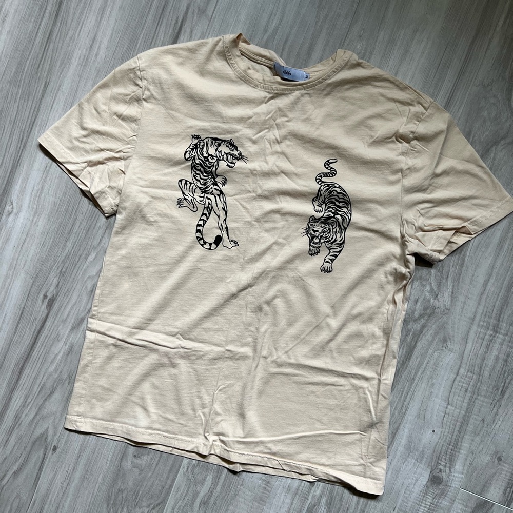 Adika Tan Tiger Printed Tee Shirt
